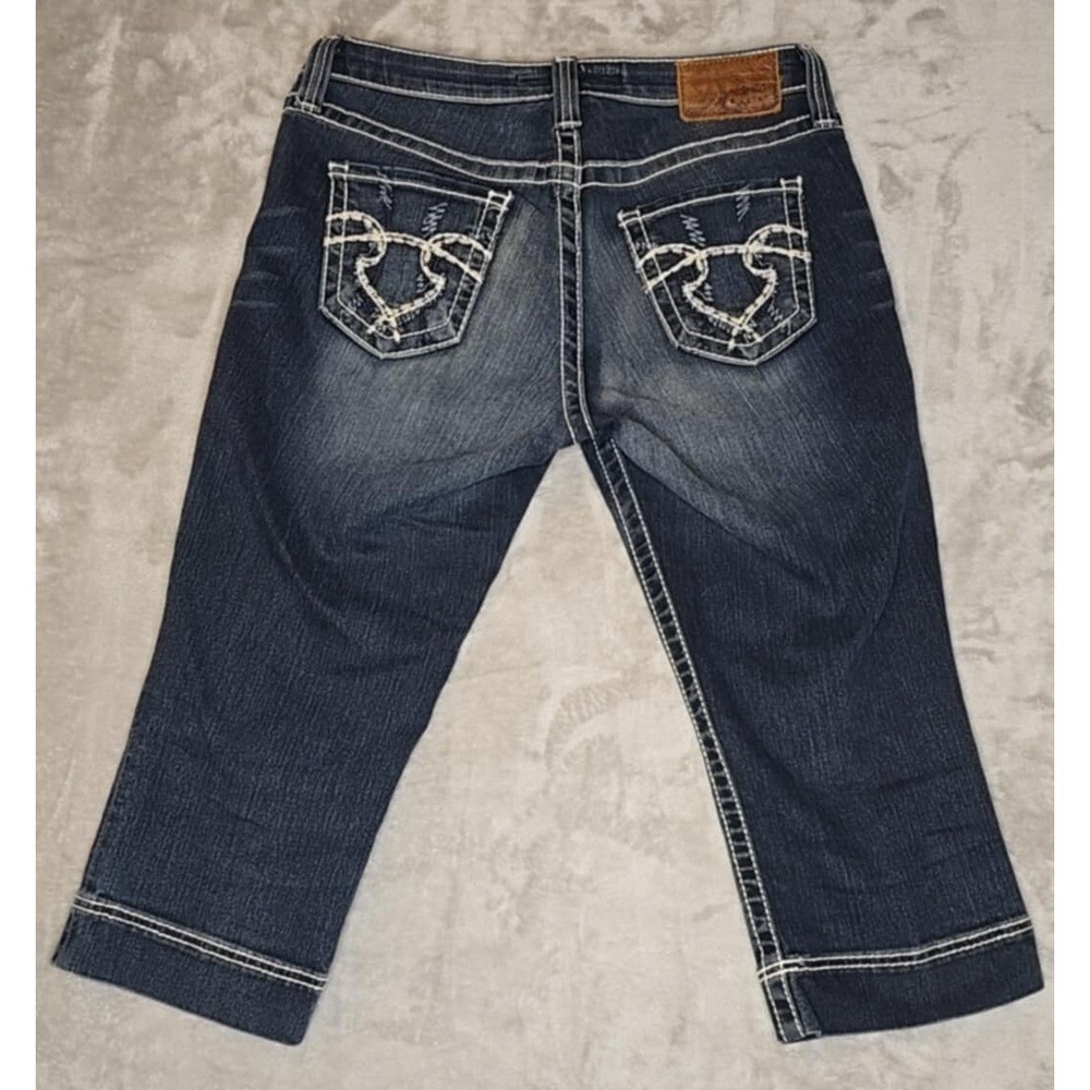 Big Star Capri Jeans Womens 28 Blue Maddie Curvy Stretch Western Thick Stitch